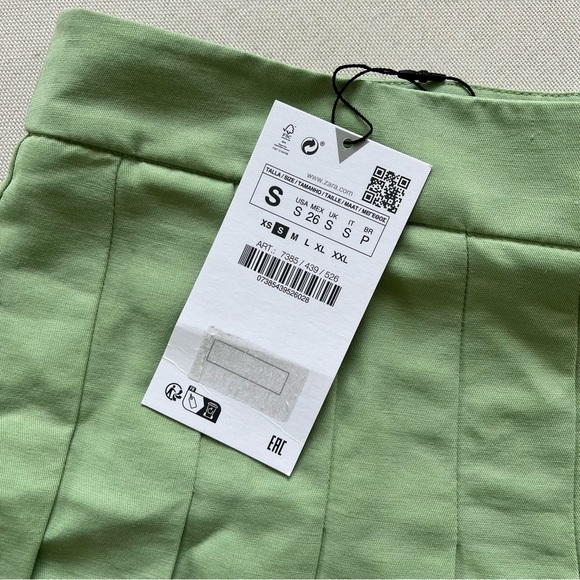 NWT ZARA Bloggers Fav Skort Light Green Tennis Mini Skirt Pleated Size Small - Picture 7 of 11